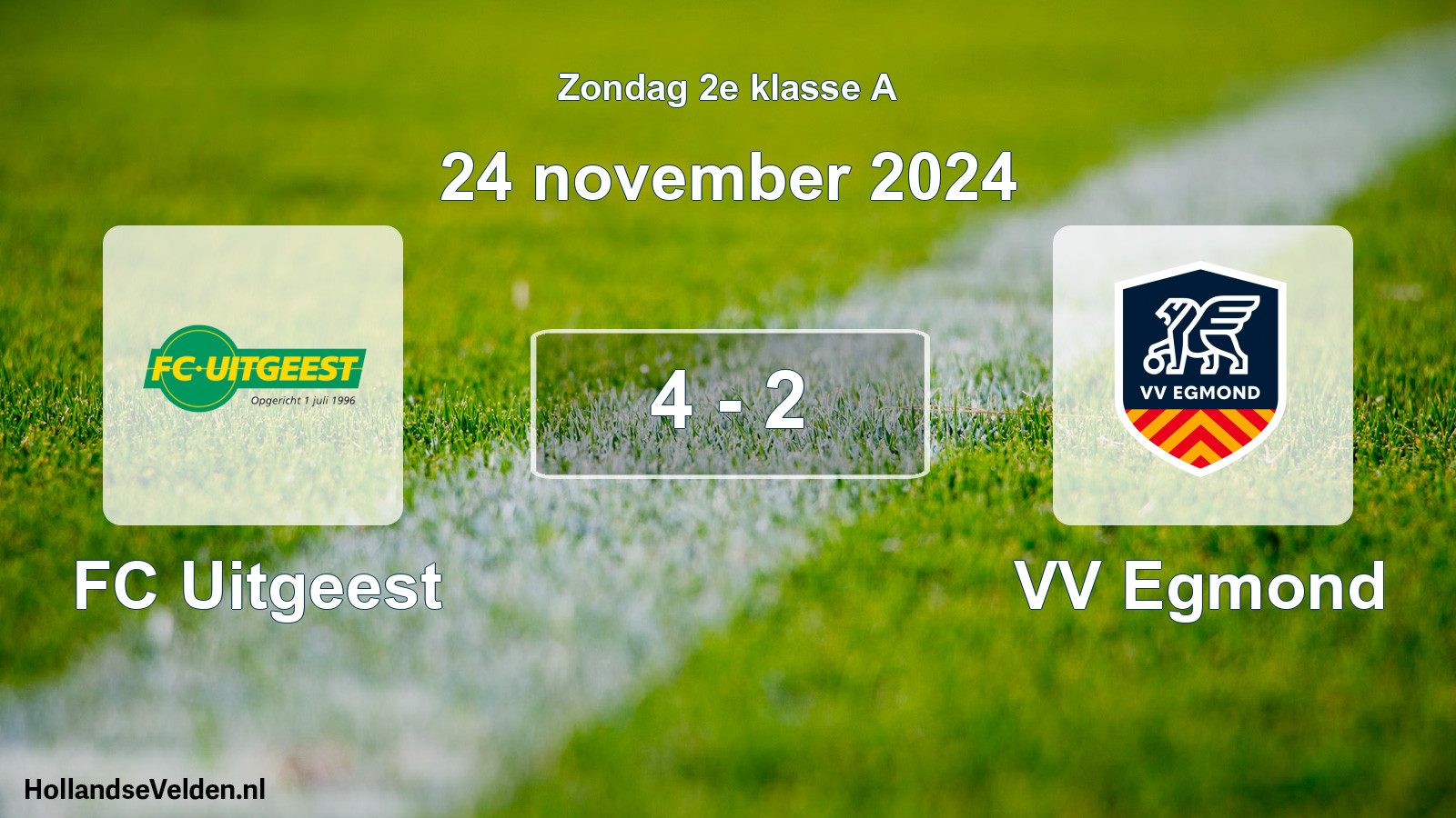 Total number of matches played: FC Uitgeest - VV Egmond 4 - 2 (24 November 2024)