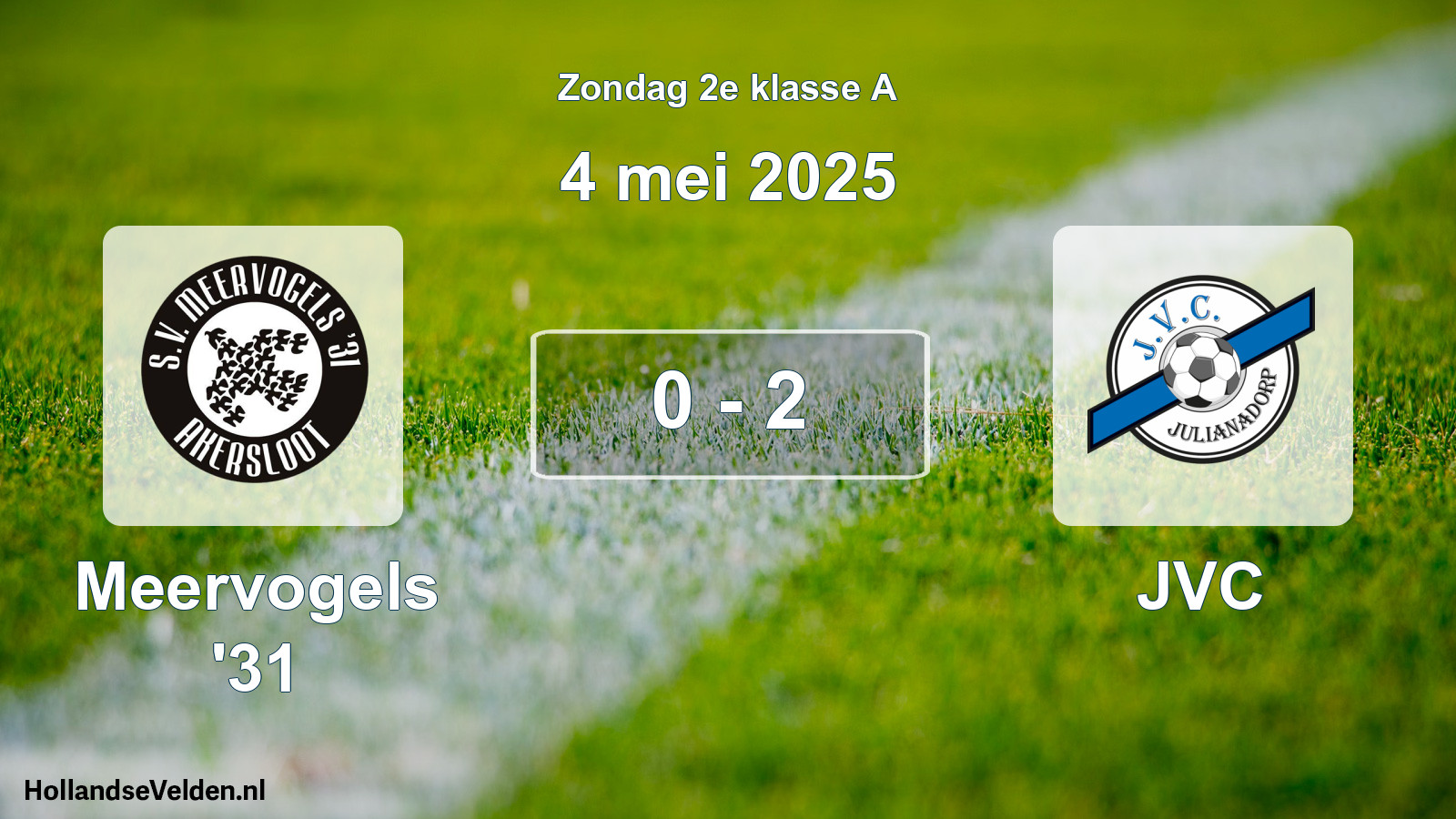 Total number of matches played: Meervogels '31 - JVC 0 - 2 (4 May 2025)