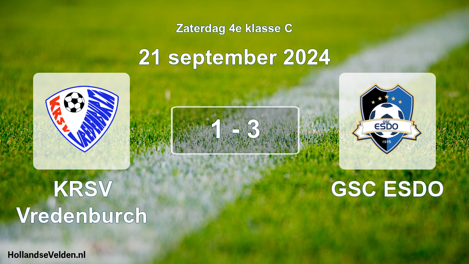 Total number of matches played: KRSV Vredenburch - GSC ESDO 1 - 3 (21 September 2024)