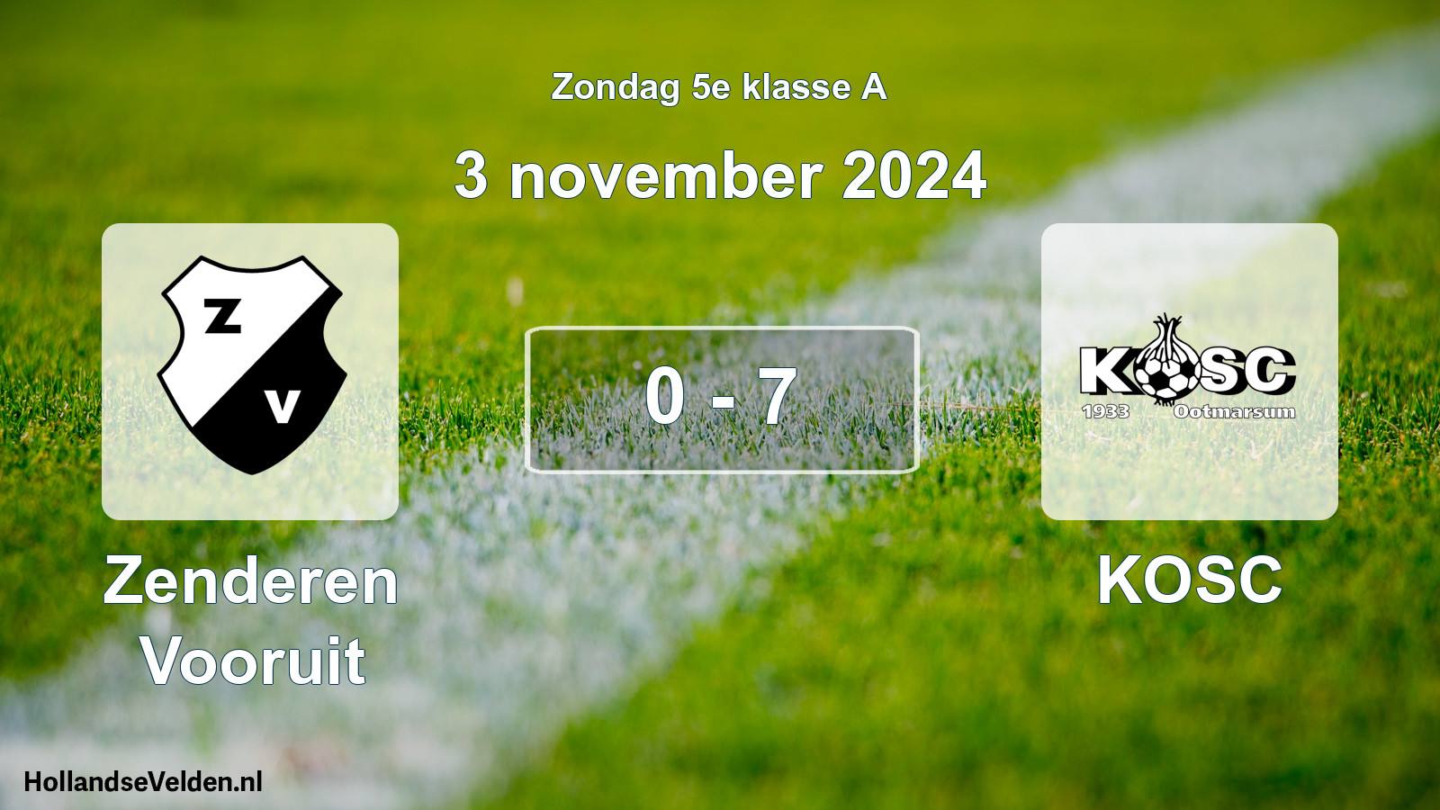 Total number of matches played: Zenderen Vooruit - KOSC 0 - 7 (3 November 2024)