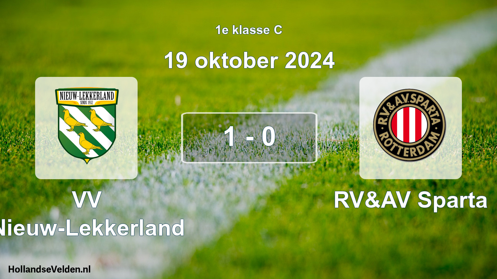 Total number of matches played: VV Nieuw-Lekkerland - RV&AV Sparta 1 - 0 (19 October 2024)