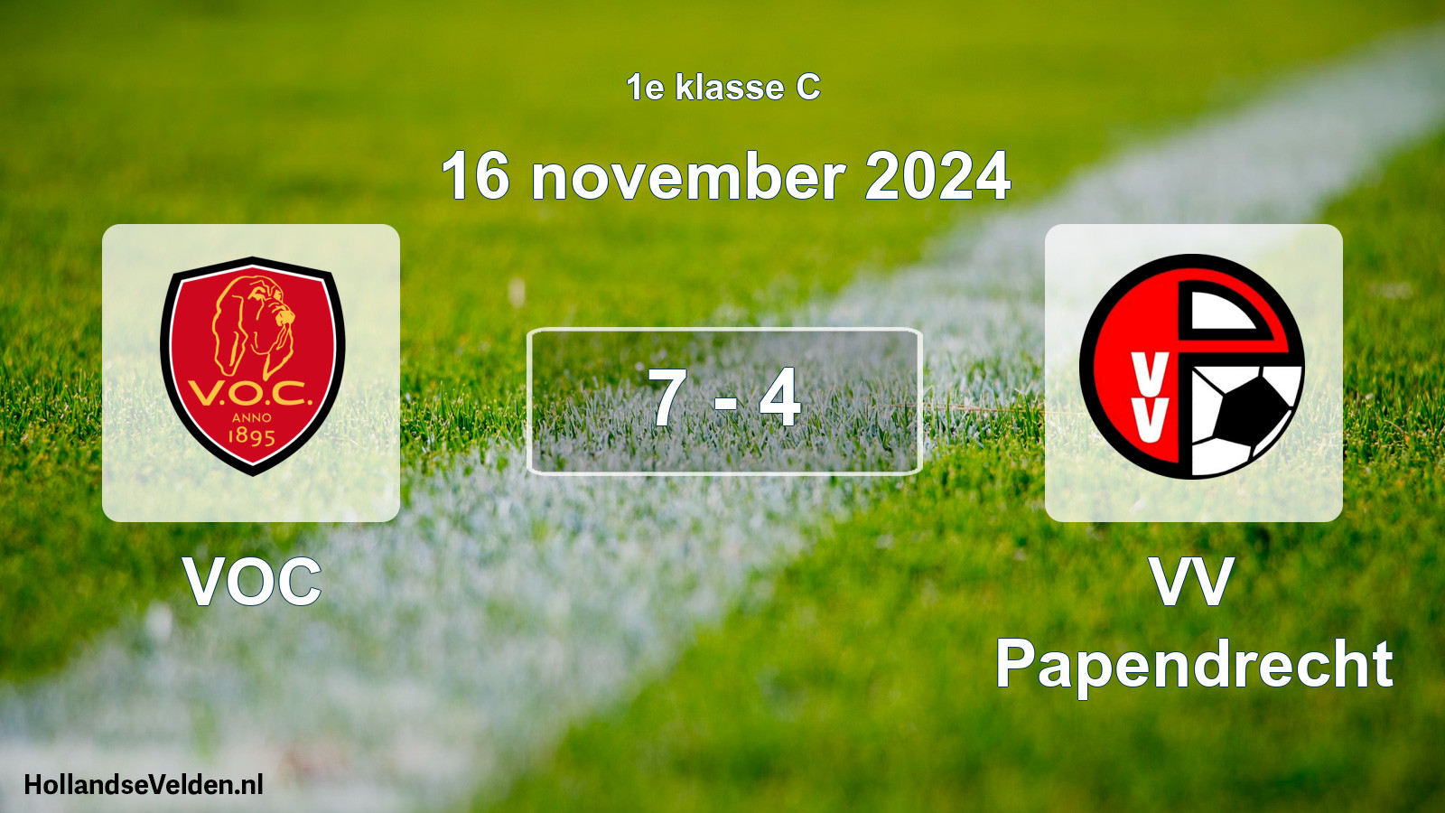 Total number of matches played: VOC - VV Papendrecht 7 - 4 (16 November 2024)