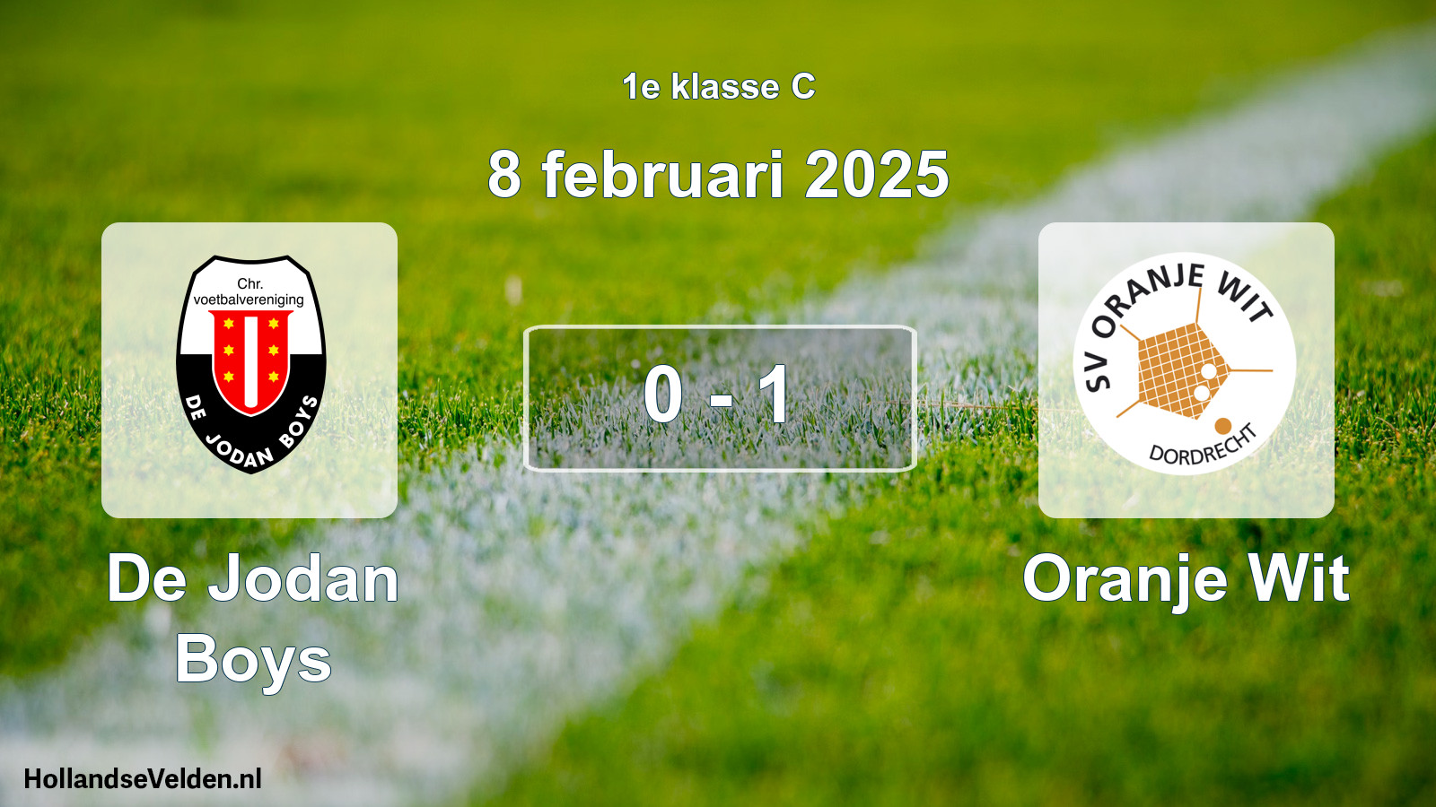 Total number of matches played: De Jodan Boys - Oranje Wit 0 - 1 (8 February 2025)