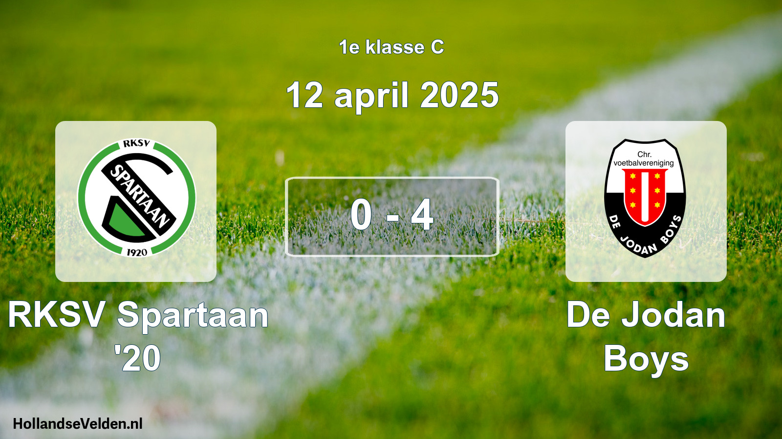 Total number of matches played: RKSV Spartaan '20 - De Jodan Boys 0 - 4 (12 April 2025)