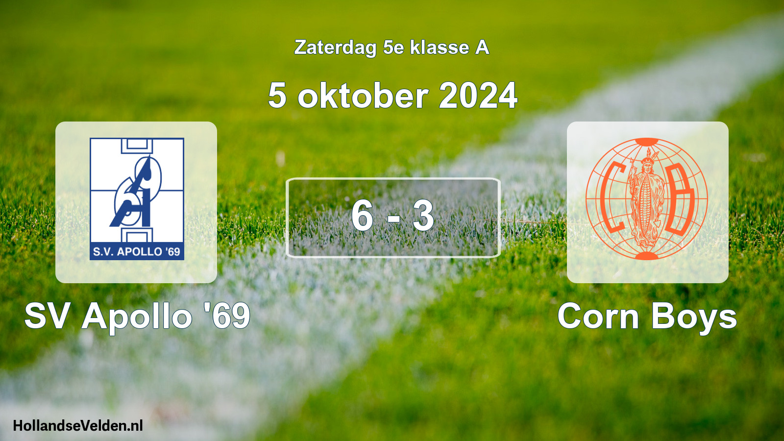 Total number of matches played: SV Apollo '69 - Corn Boys 6 - 3 (5 October 2024)