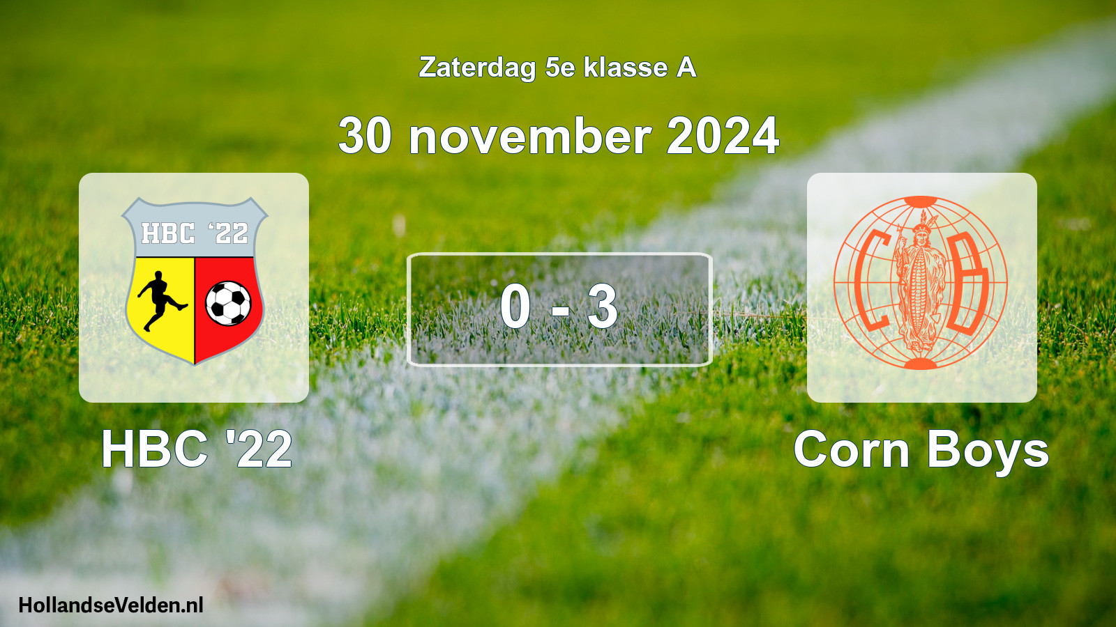Total number of matches played: HBC '22 - Corn Boys 0 - 3 (30 November 2024)
