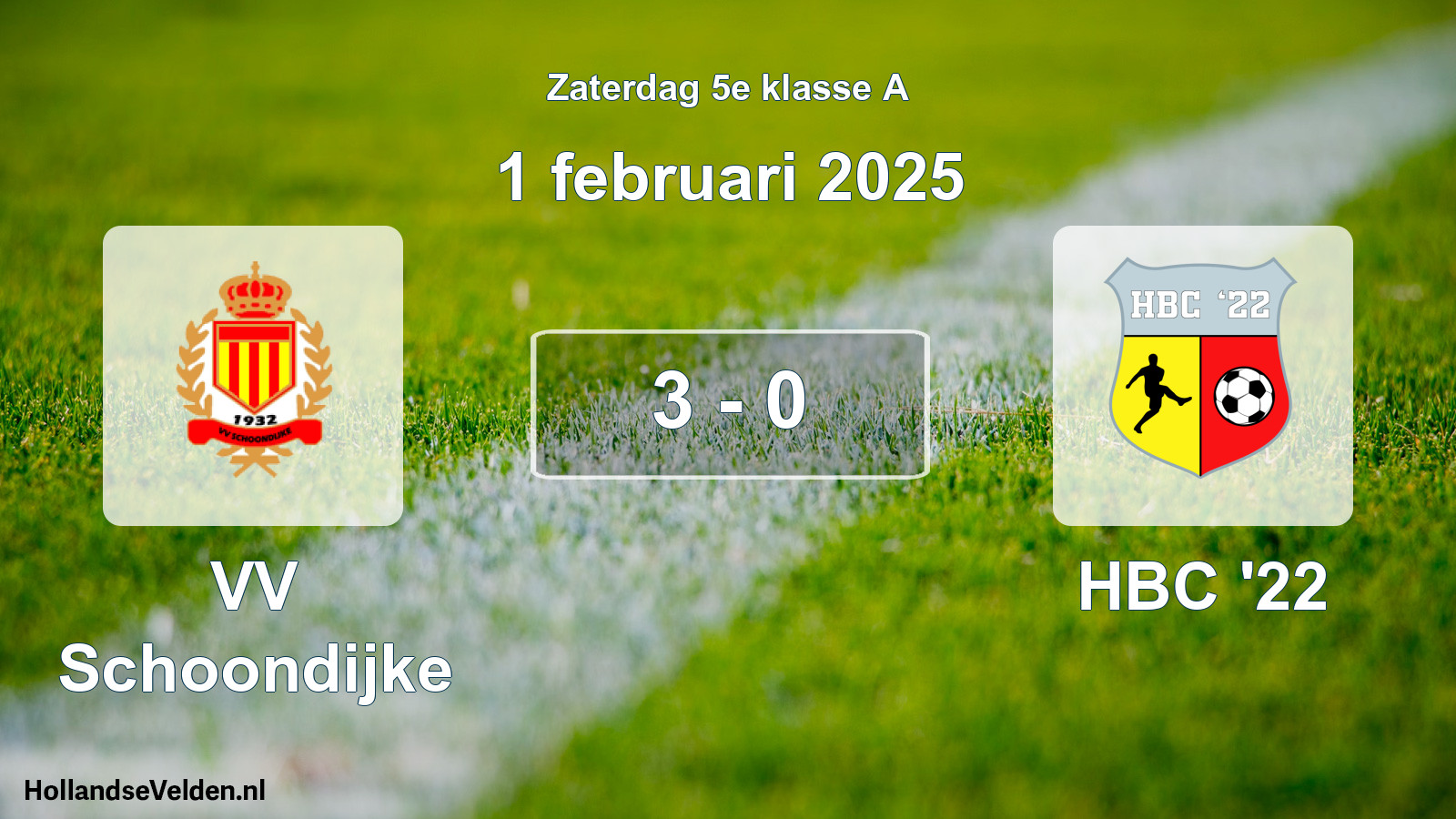 Total number of matches played: VV Schoondijke - HBC '22 3 - 0 (1 February 2025)
