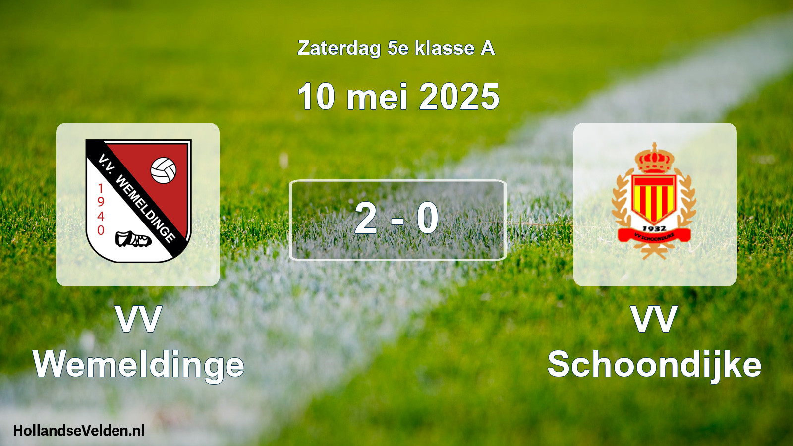 Total number of matches played: VV Wemeldinge - VV Schoondijke 2 - 0 (10 May 2025)
