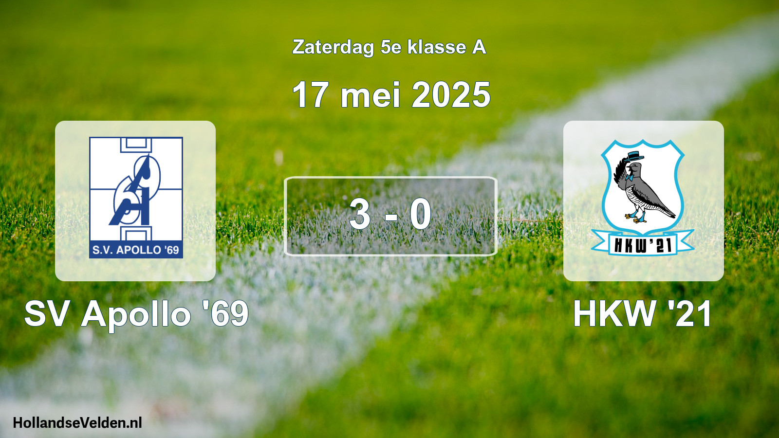 Total number of matches played: SV Apollo '69 - HKW '21 3 - 0 (17 May 2025)