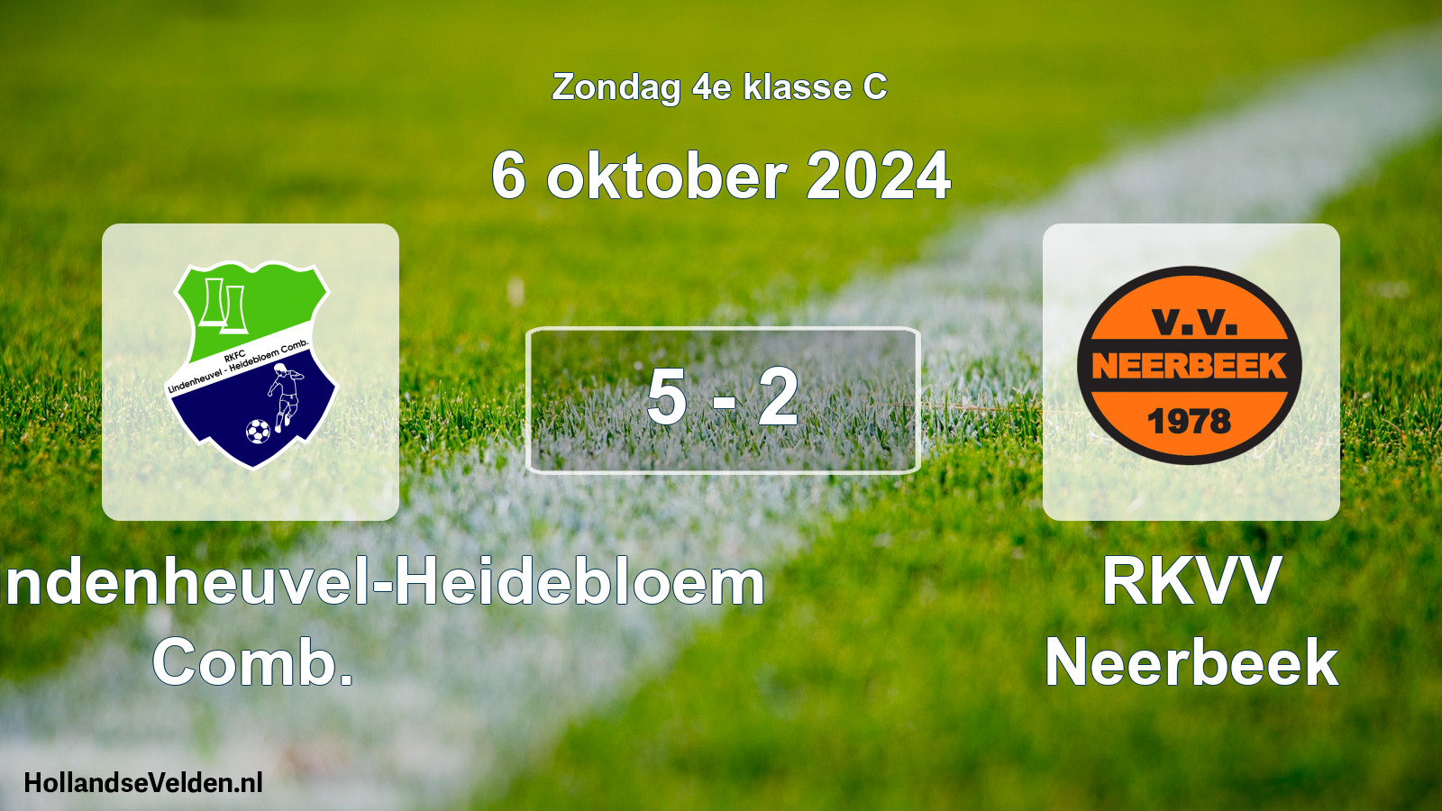 Total number of matches played: RKFC Lindenheuvel-Heidebloem Comb. - RKVV Neerbeek 5 - 2 (6 October 2024)