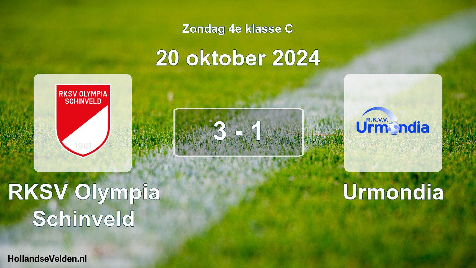 Total number of matches played: RKSV Olympia Schinveld - Urmondia 3 - 1 (20 October 2024)