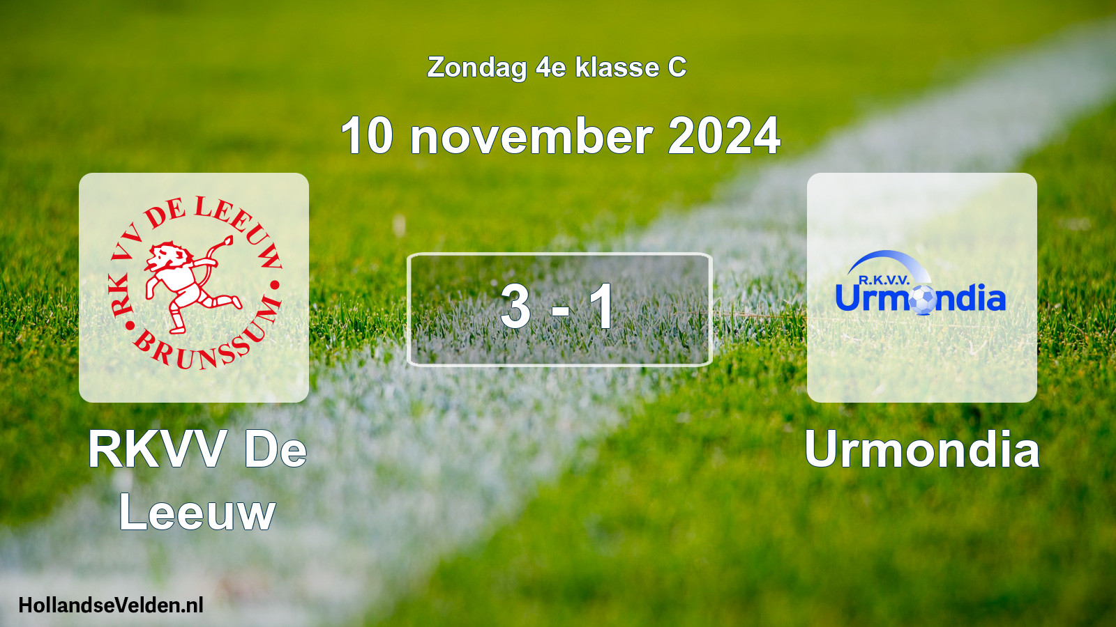 Total number of matches played: RKVV De Leeuw - Urmondia 3 - 1 (10 November 2024)