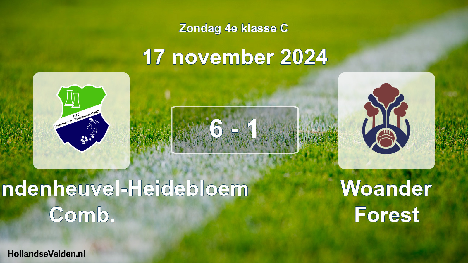 Total number of matches played: RKFC Lindenheuvel-Heidebloem Comb. - Woander Forest 6 - 1 (17 November 2024)