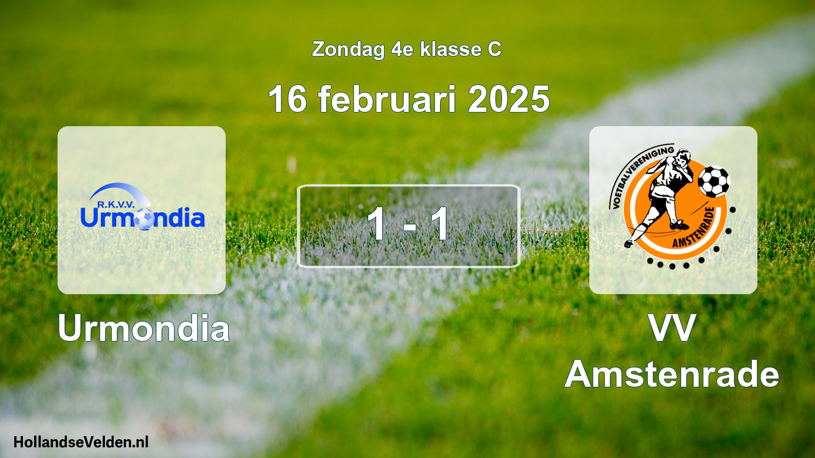 Total number of matches played: Urmondia - VV Amstenrade 1 - 1 (16 February 2025)