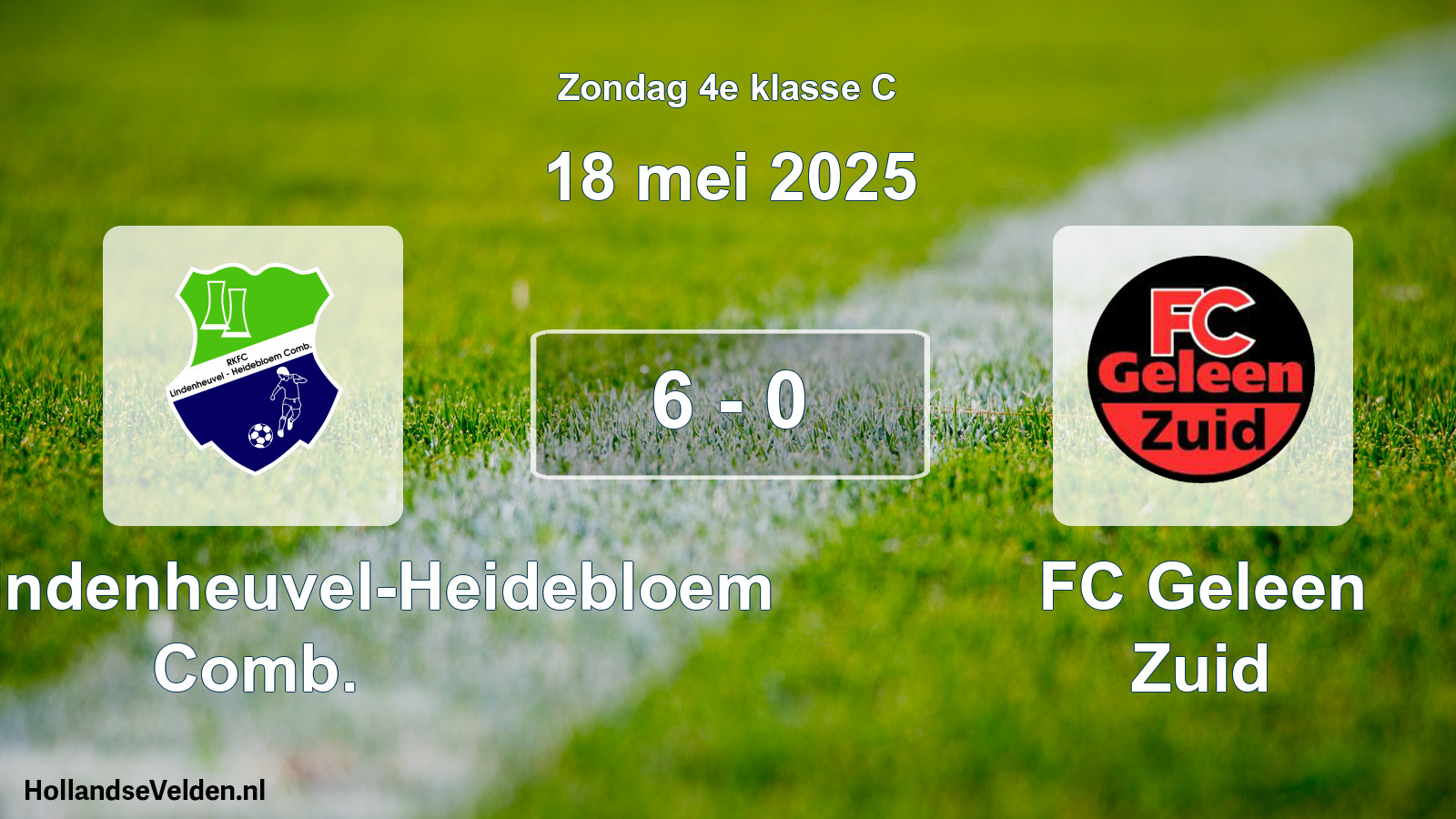 Total number of matches played: RKFC Lindenheuvel-Heidebloem Comb. - FC Geleen Zuid 6 - 0 (18 May 2025)