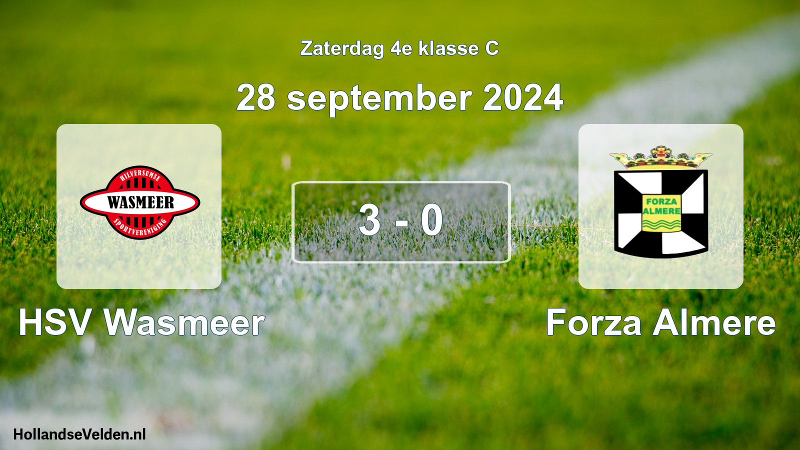 Total number of matches played: HSV Wasmeer - Forza Almere 3 - 0 (28 September 2024)