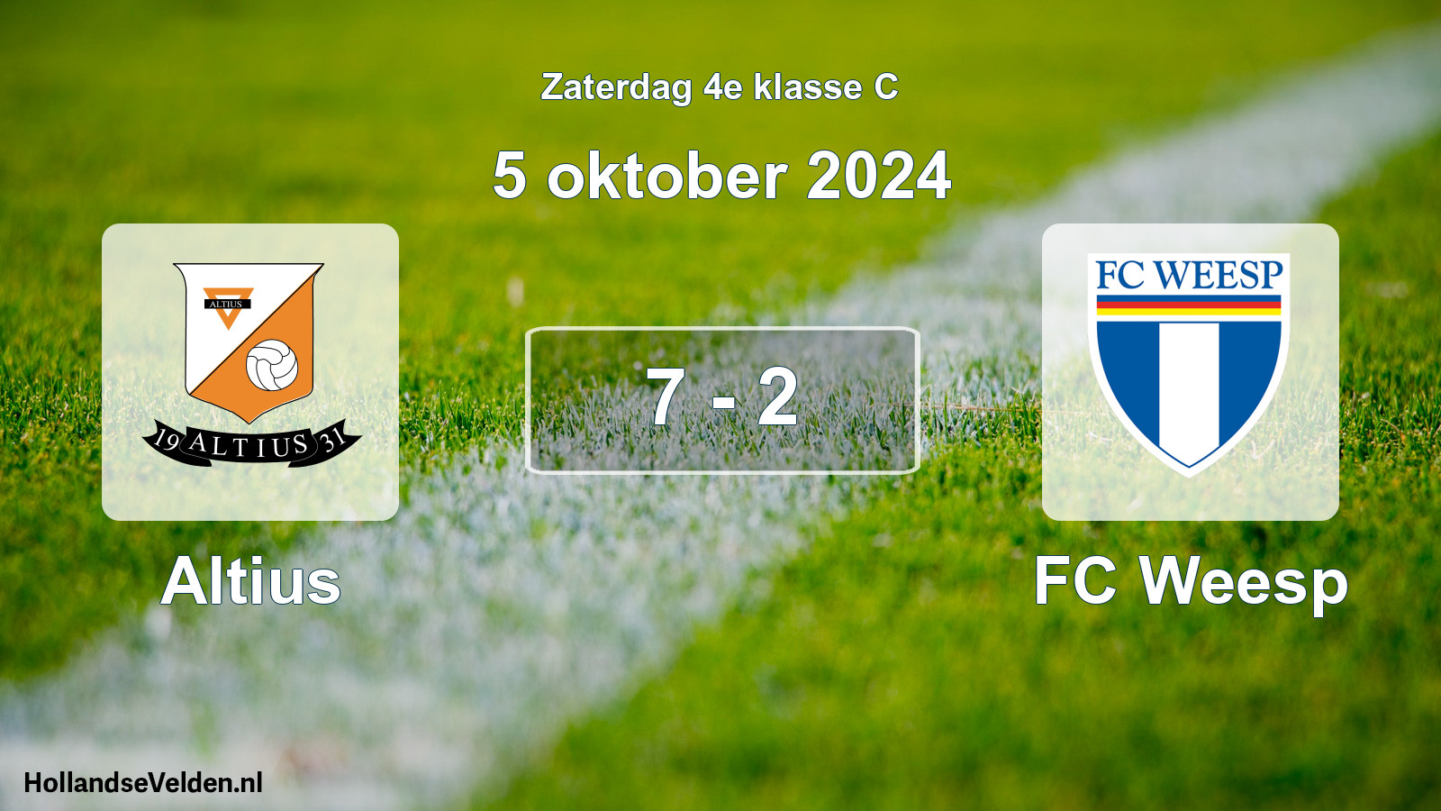 Total number of matches played: Altius - FC Weesp 7 - 2 (5 October 2024)