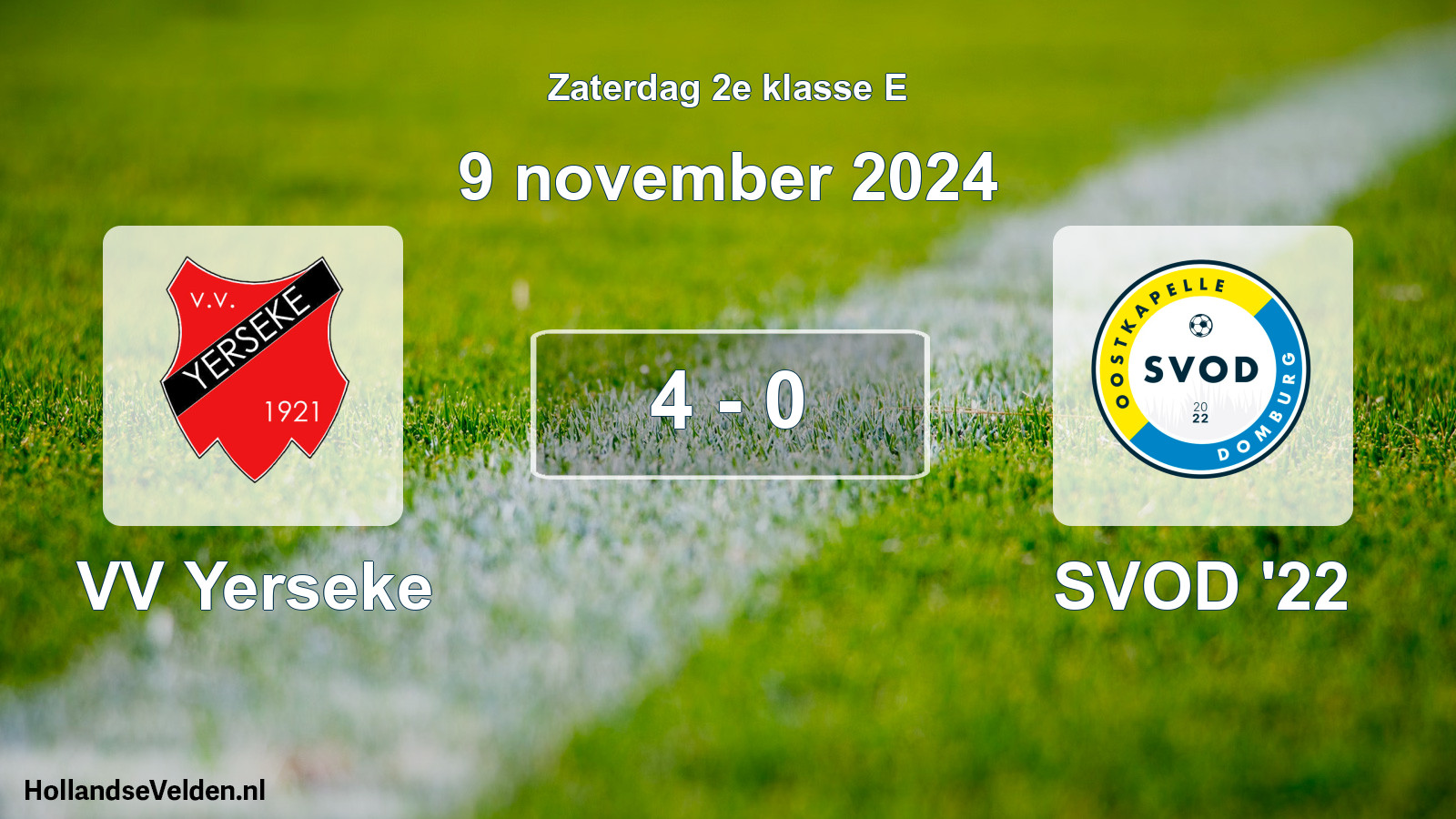 Total number of matches played: VV Yerseke - SVOD '22 4 - 0 (9 November 2024)