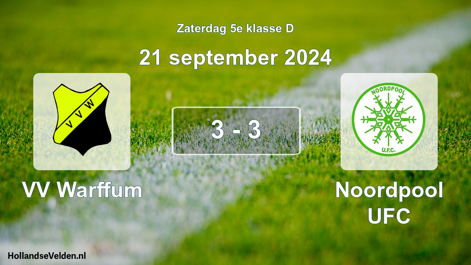 Total number of matches played: VV Warffum - Noordpool UFC 3 - 3 (21 September 2024)
