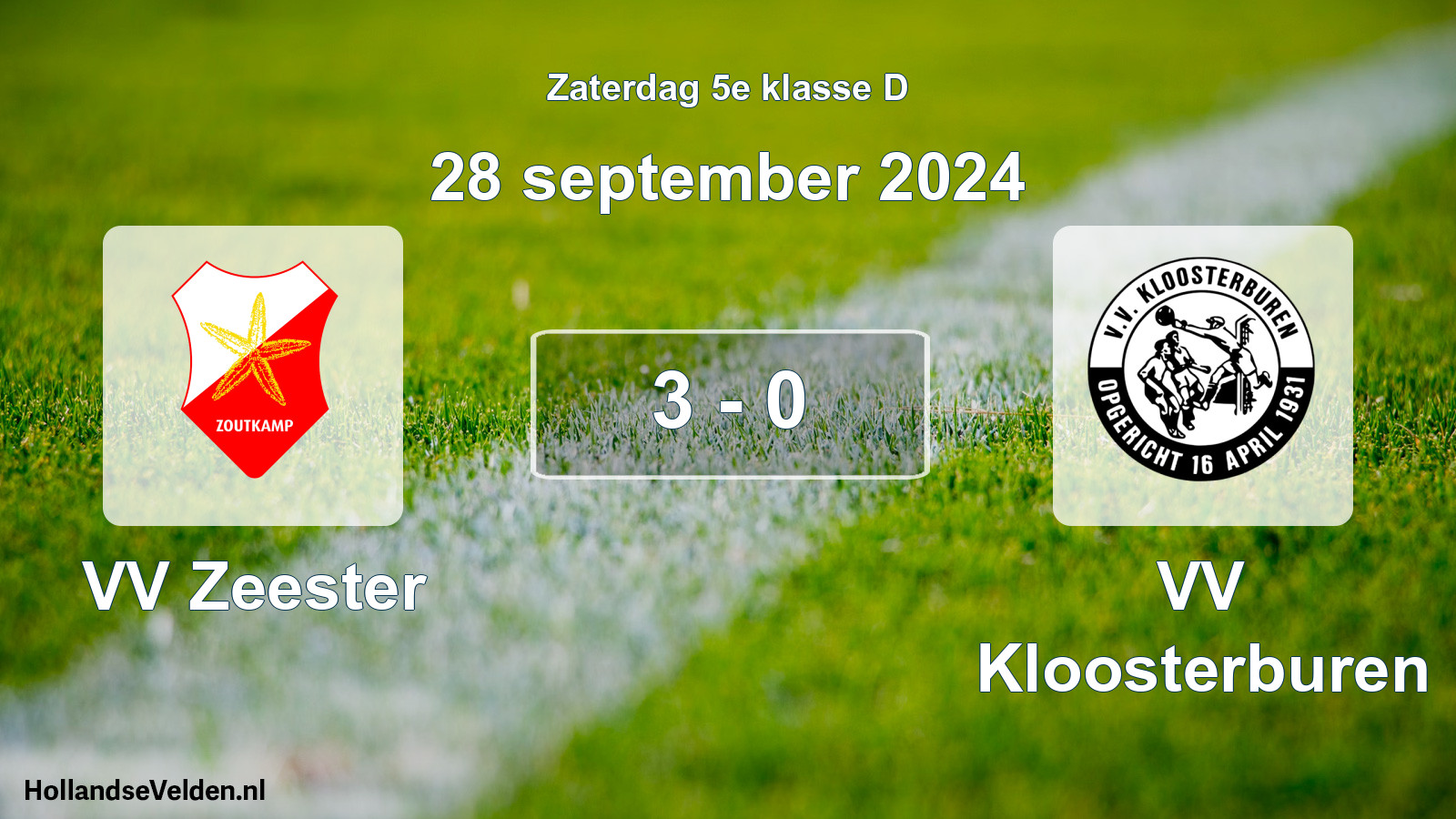 Total number of matches played: VV Zeester - VV Kloosterburen 3 - 0 (28 September 2024)