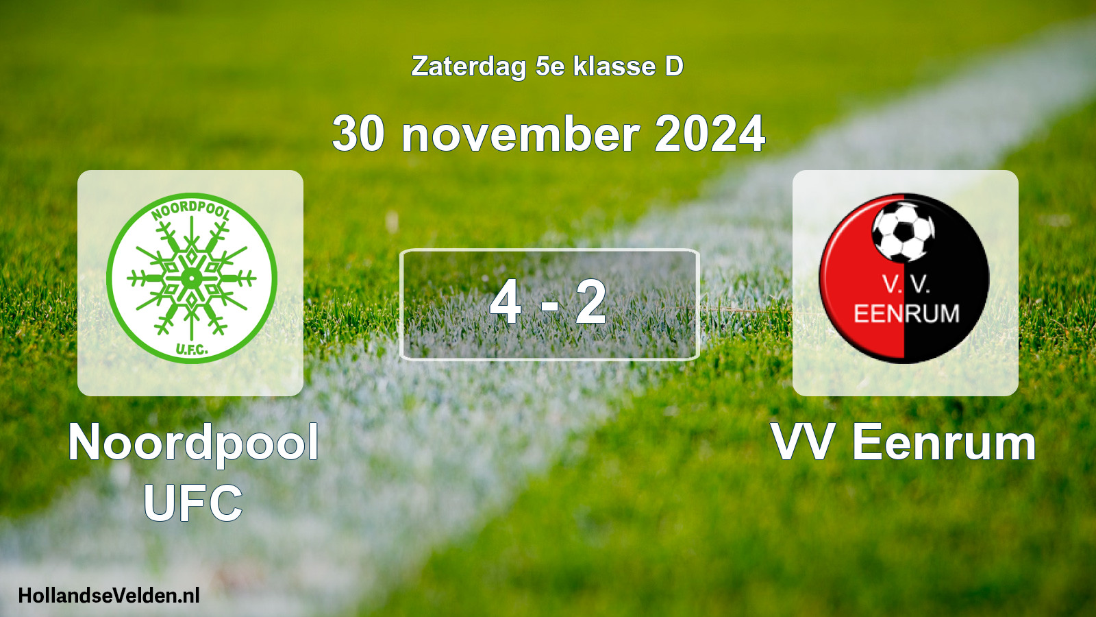Total number of matches played: Noordpool UFC - VV Eenrum 4 - 2 (30 November 2024)