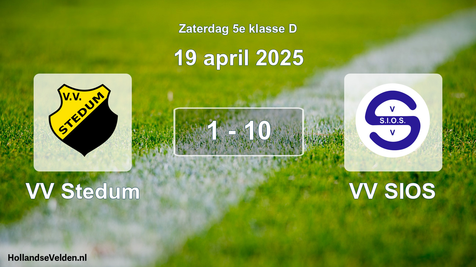 Total number of matches played: VV Stedum - VV SIOS 1 - 10 (19 April 2025)