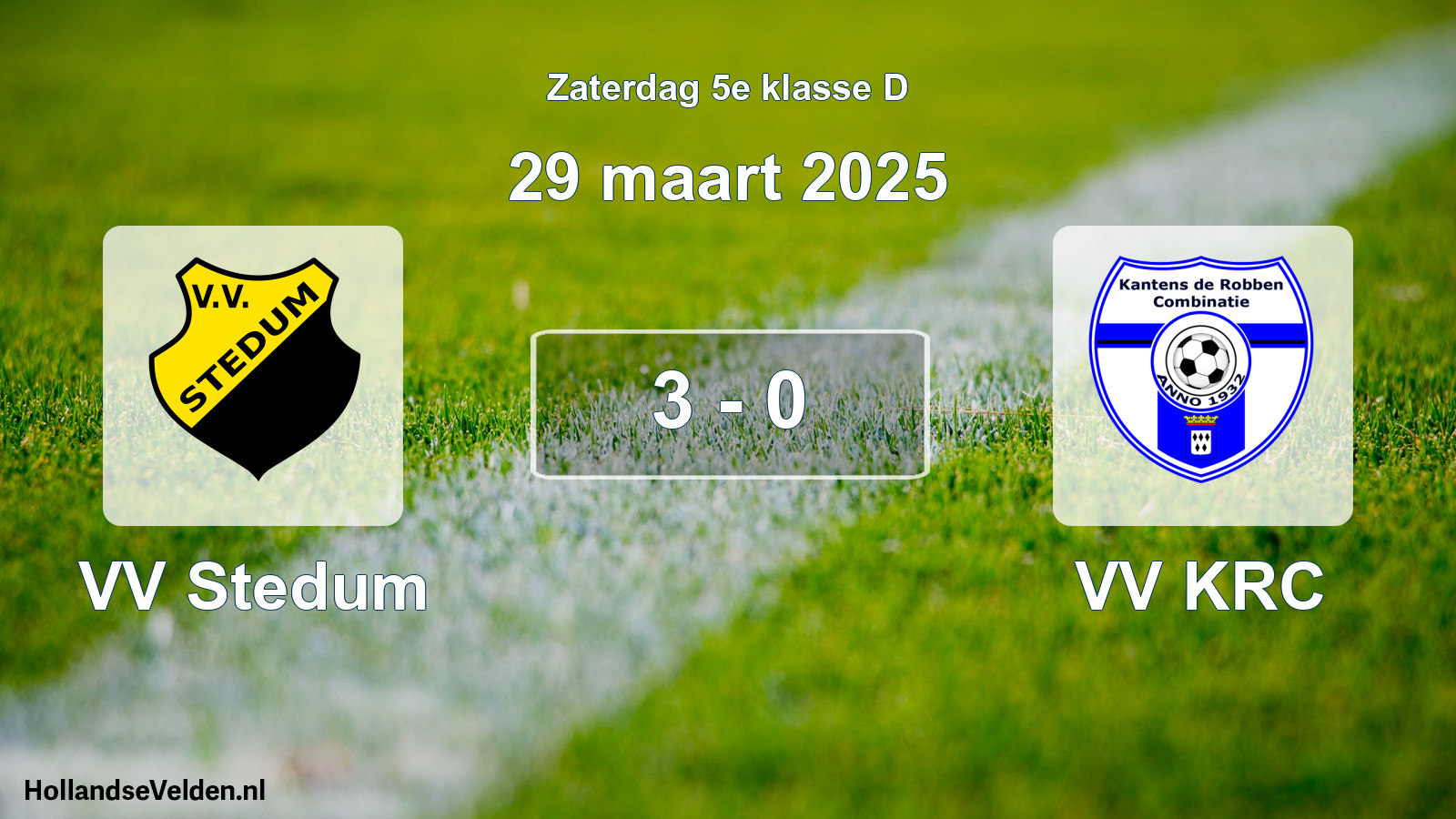 Total number of matches played: VV Stedum - VV KRC 3 - 0 (29 March 2025)
