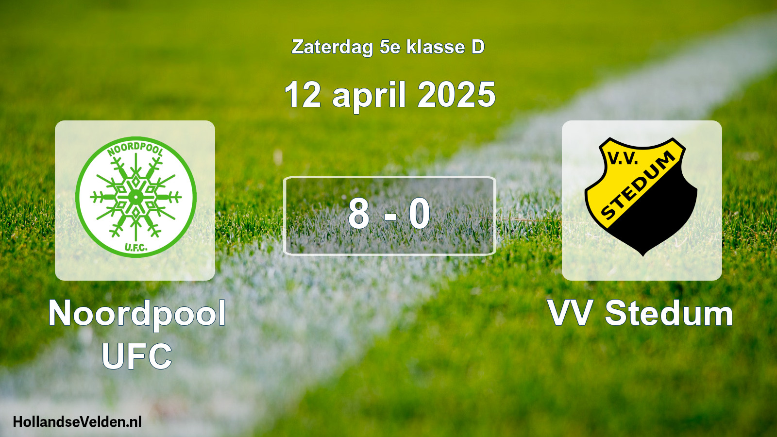 Total number of matches played: Noordpool UFC - VV Stedum 8 - 0 (12 April 2025)