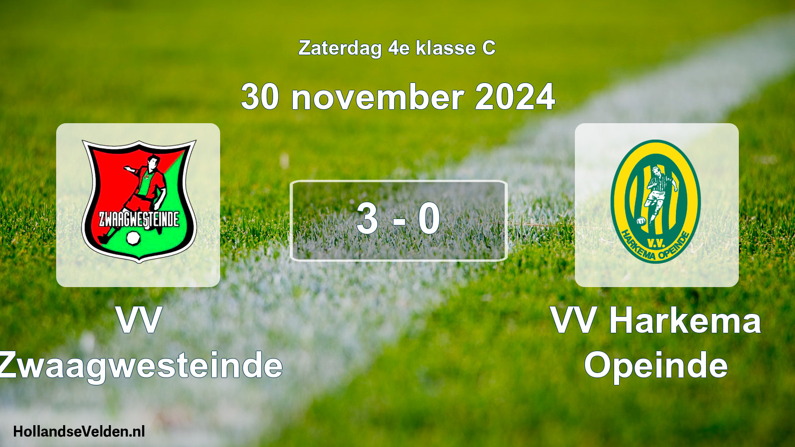 Total number of matches played: VV Zwaagwesteinde - VV Harkema Opeinde 3 - 0 (30 November 2024)