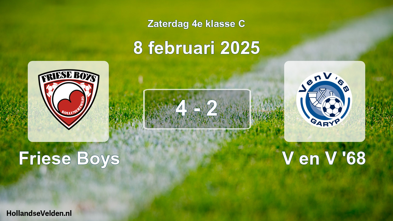 Total number of matches played: Friese Boys - V en V '68 4 - 2 (8 February 2025)