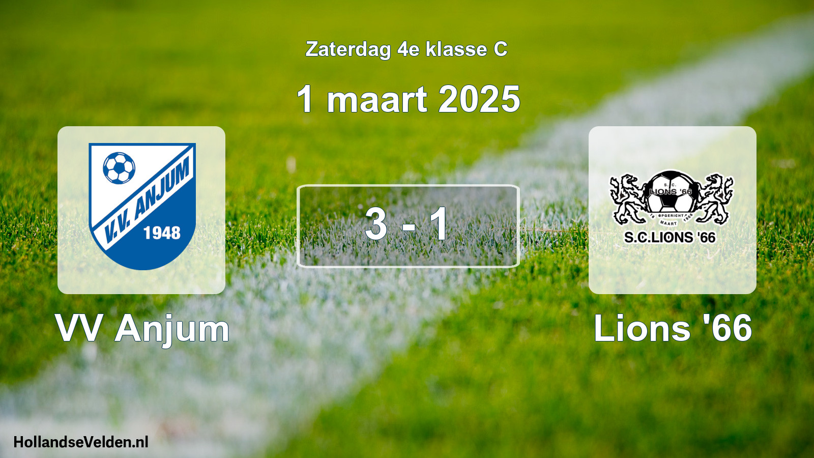 Total number of matches played: VV Anjum - Lions '66 3 - 1 (1 March 2025)