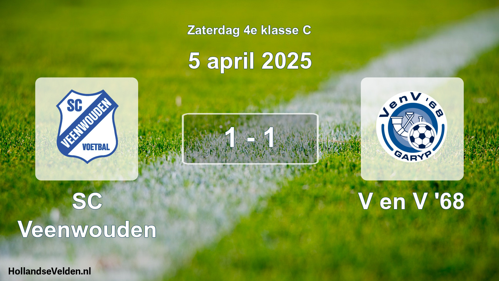 Total number of matches played: SC Veenwouden - V en V '68 1 - 1 (5 April 2025)