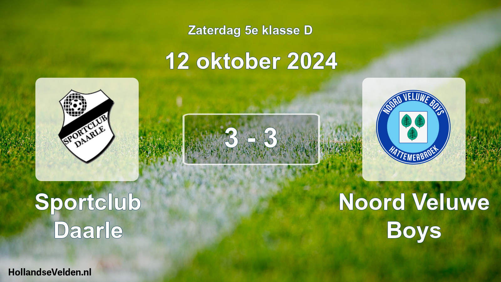 Total number of matches played: Sportclub Daarle - Noord Veluwe Boys 3 - 3 (12 October 2024)