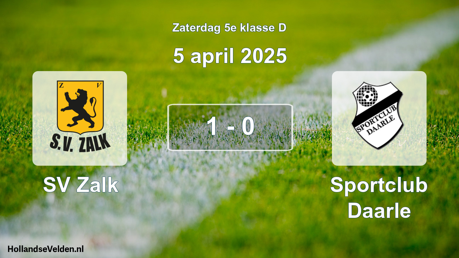 Total number of matches played: SV Zalk - Sportclub Daarle 1 - 0 (5 April 2025)