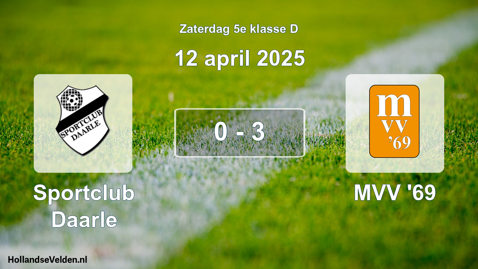 Total number of matches played: Sportclub Daarle - MVV '69 0 - 3 (12 April 2025)