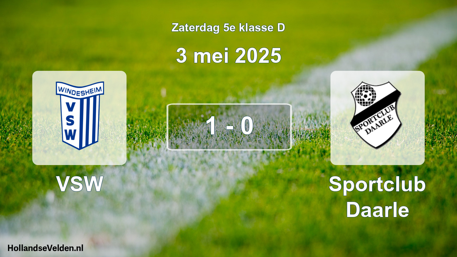Total number of matches played: VSW - Sportclub Daarle 1 - 0 (3 May 2025)