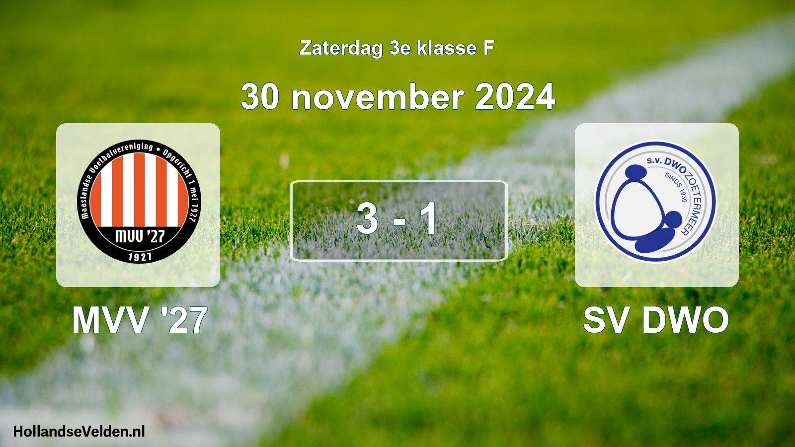 Total number of matches played: MVV '27 - SV DWO 3 - 1 (30 November 2024)