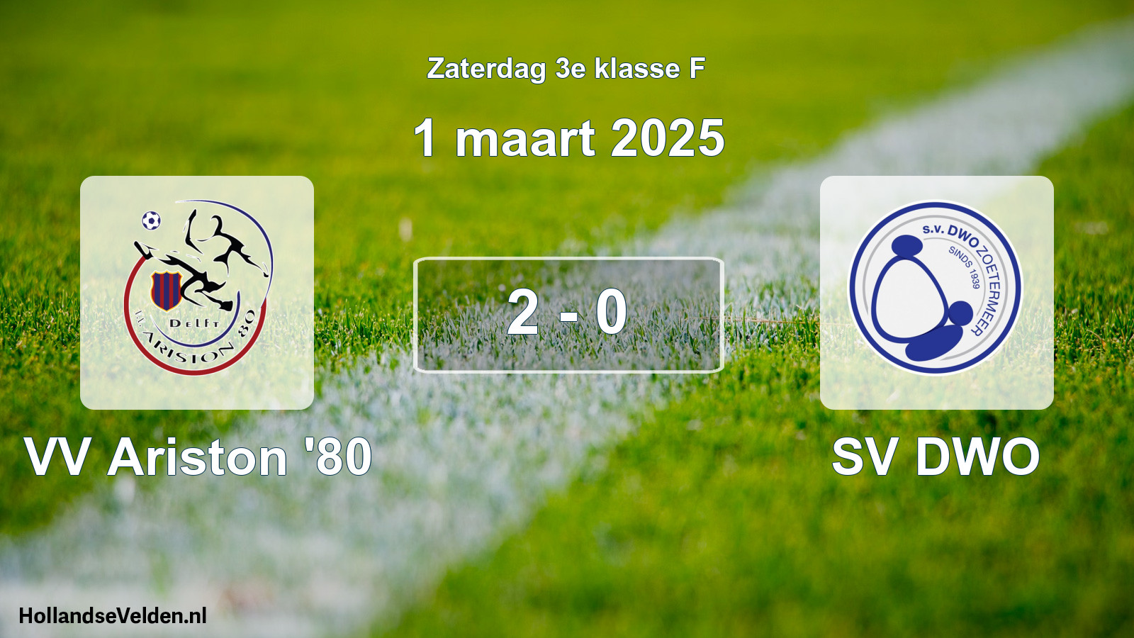 Total number of matches played: VV Ariston '80 - SV DWO 2 - 0 (1 March 2025)