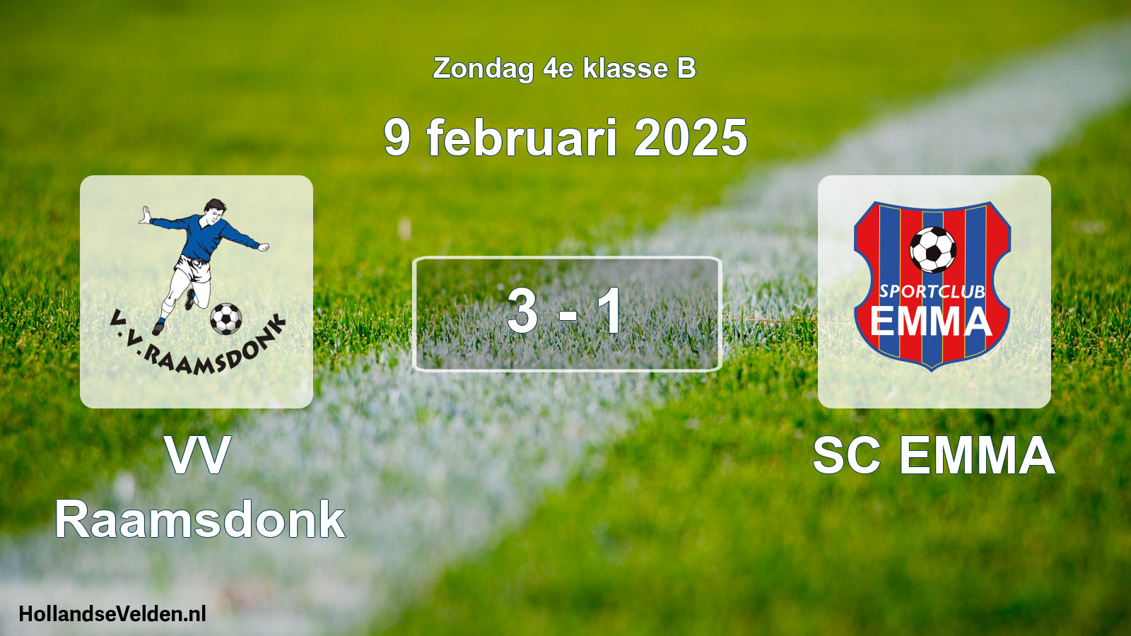 Total number of matches played: VV Raamsdonk - SC EMMA 3 - 1 (9 February 2025)