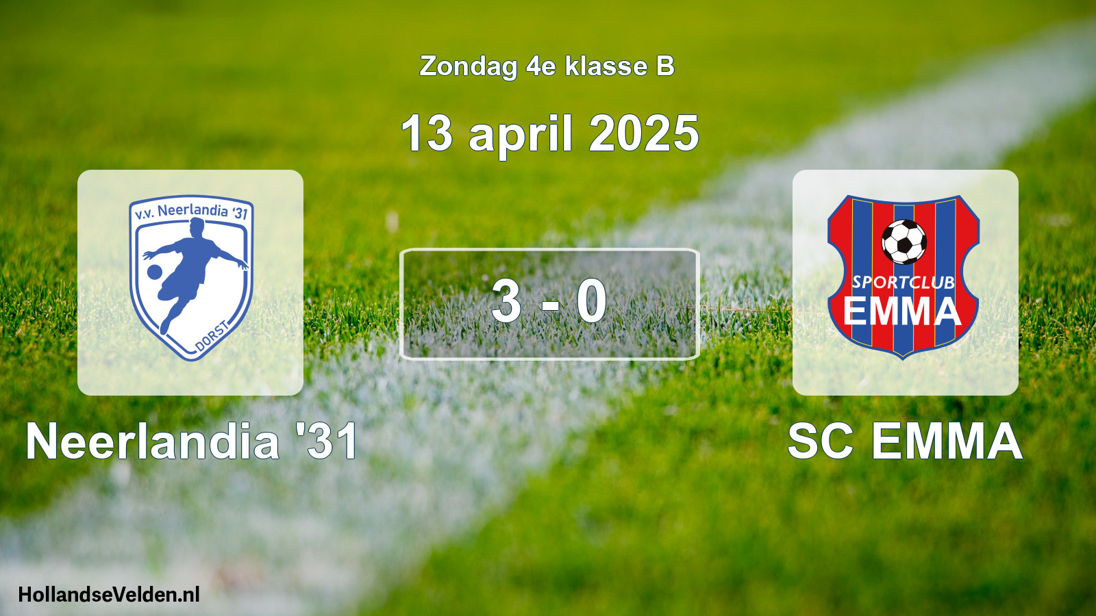 Total number of matches played: Neerlandia '31 - SC EMMA 3 - 0 (13 April 2025)