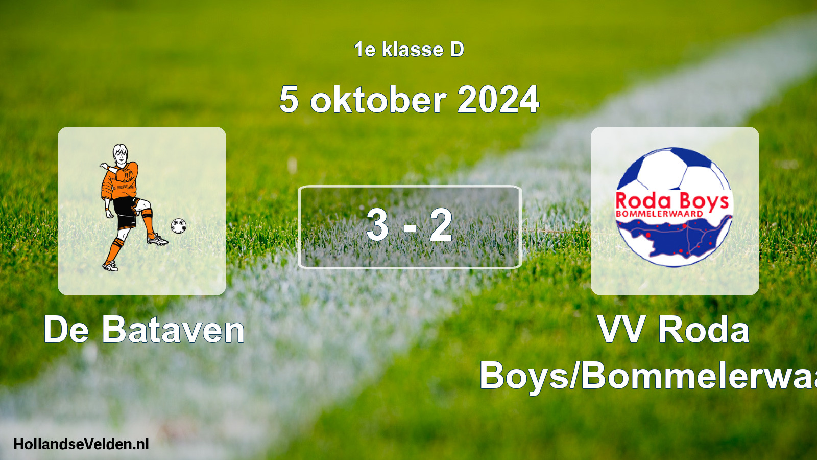 Total number of matches played: De Bataven - VV Roda Boys/Bommelerwaard 3 - 2 (5 October 2024)