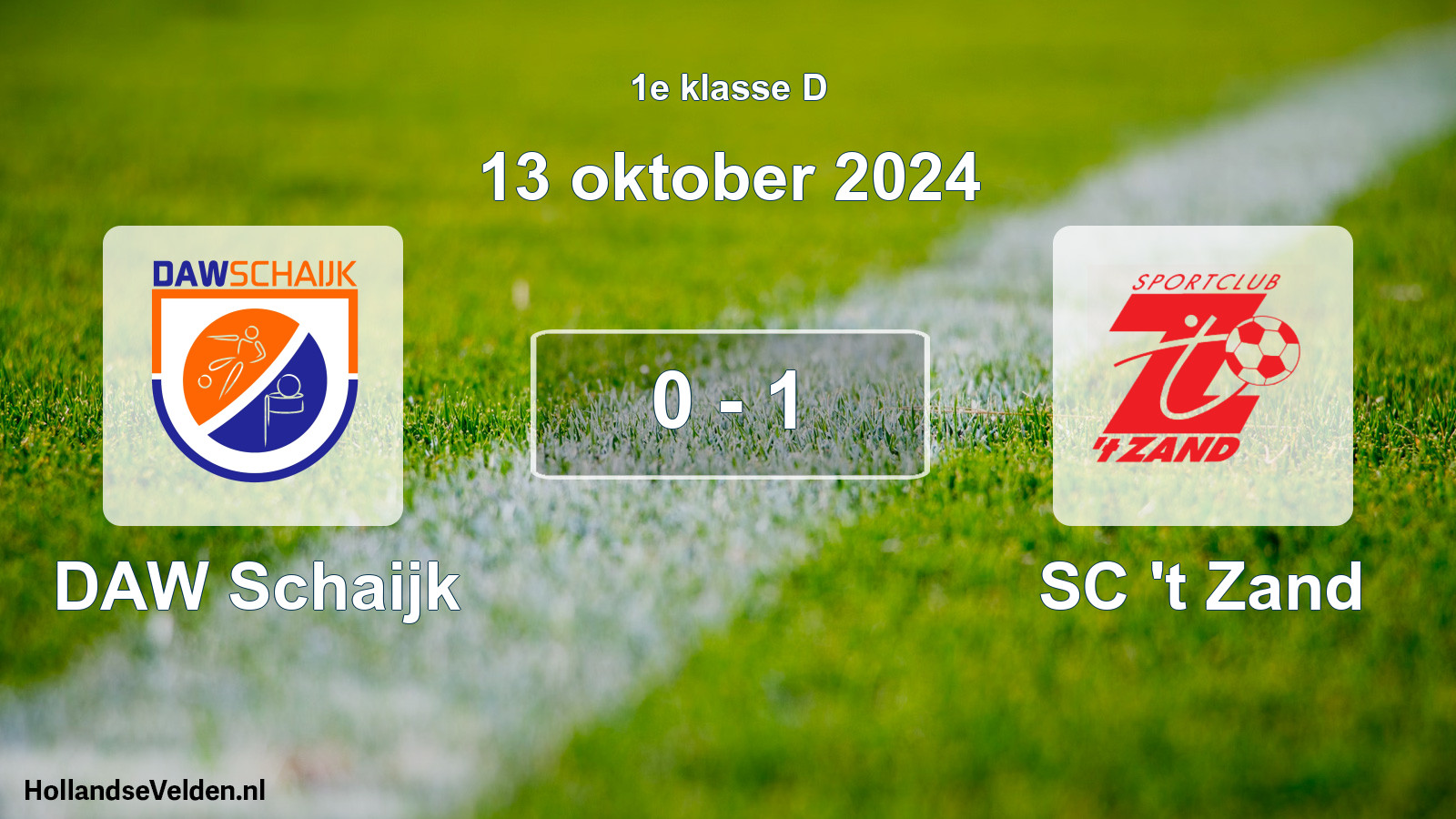 Total number of matches played: DAW Schaijk - SC 't Zand 0 - 1 (13 October 2024)