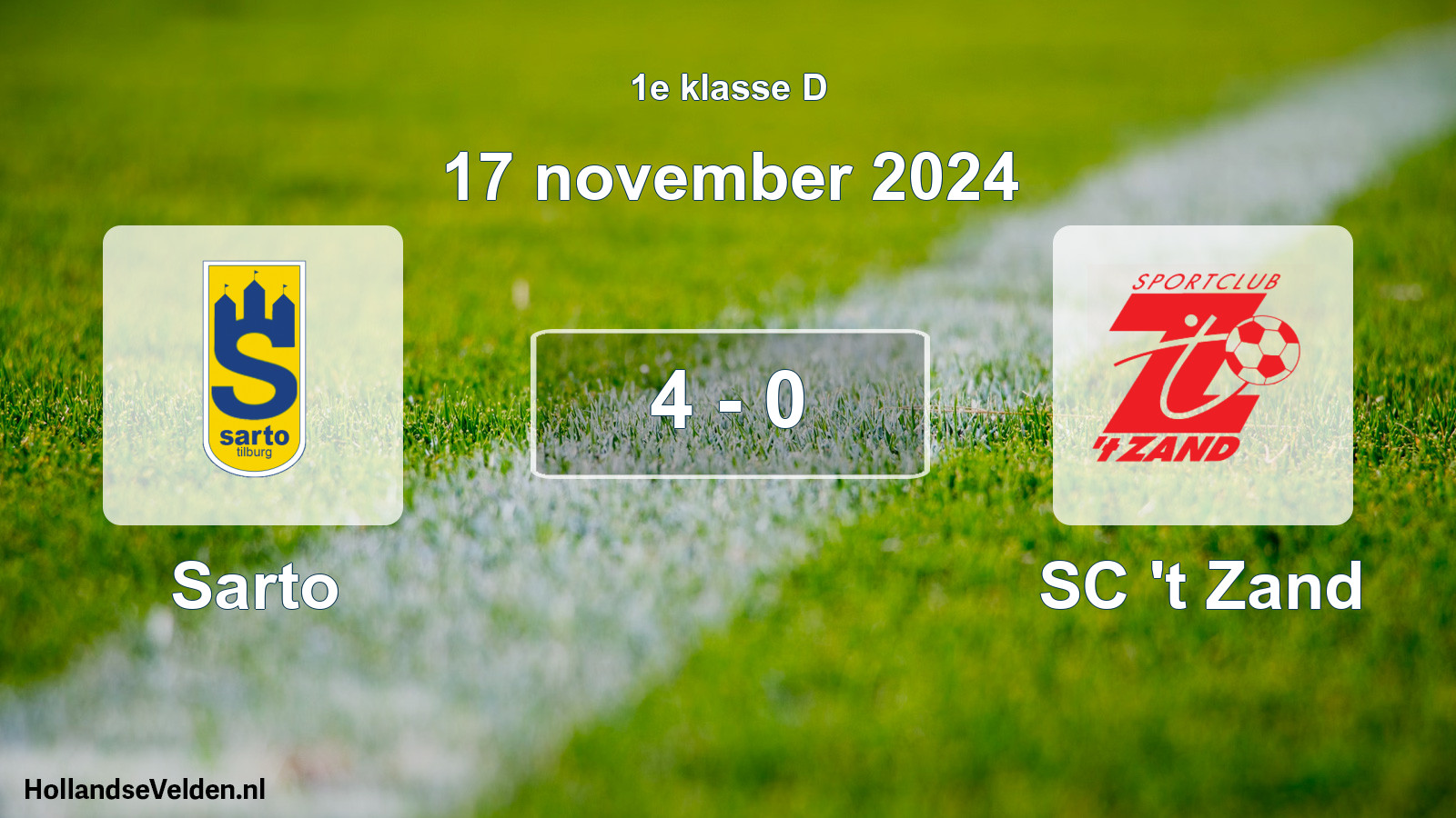 Total number of matches played: Sarto - SC 't Zand 4 - 0 (17 November 2024)