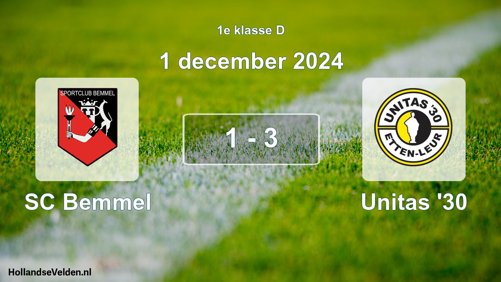Total number of matches played: SC Bemmel - Unitas '30 1 - 3 (1 December 2024)