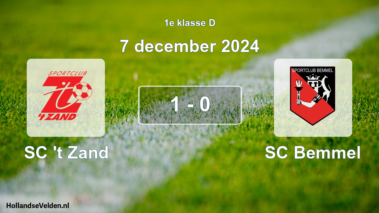 Total number of matches played: SC 't Zand - SC Bemmel 1 - 0 (7 December 2024)