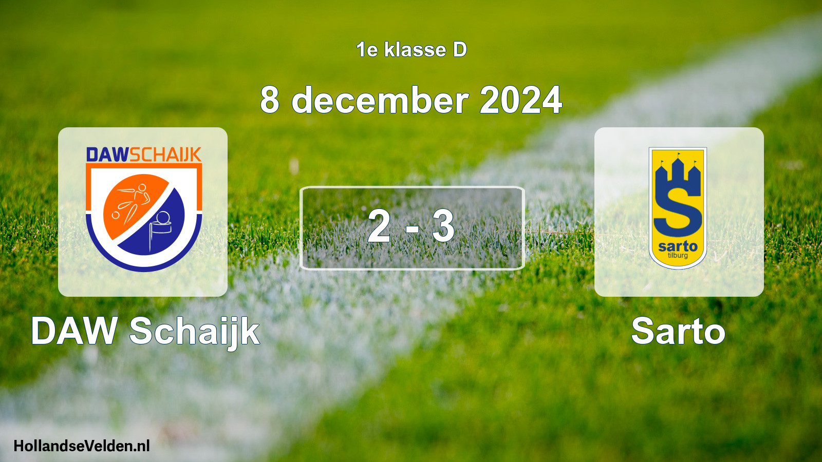Gespeelde wedstrijd: DAW Schaijk - Sarto 2 - 3 (8 december 2024)