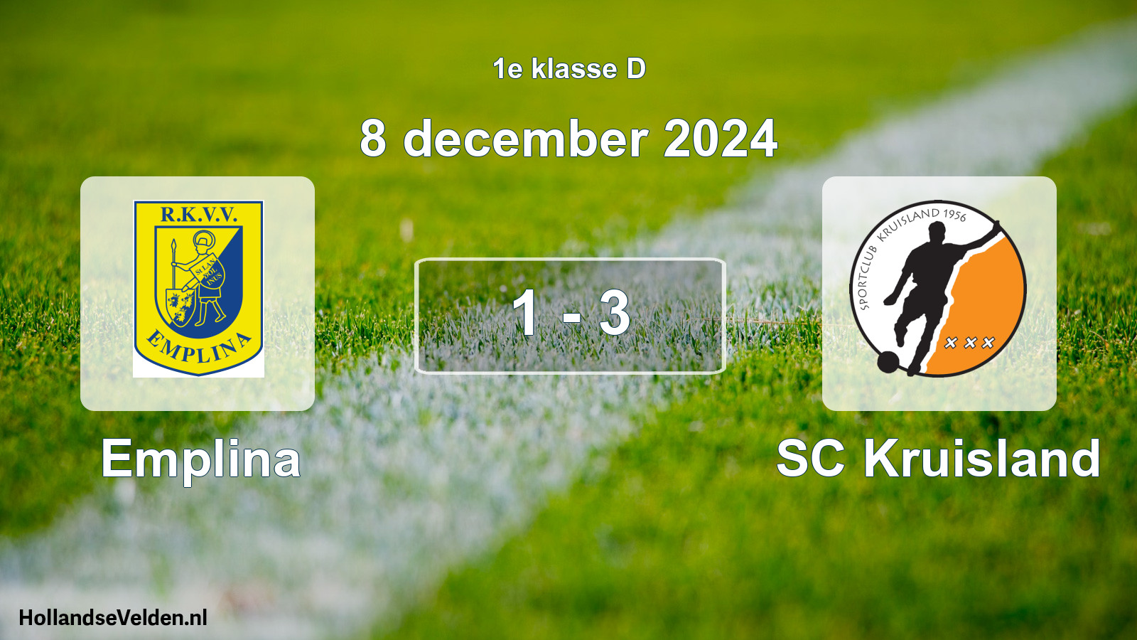 Gespeelde wedstrijd: Emplina - SC Kruisland 1 - 3 (8 december 2024)
