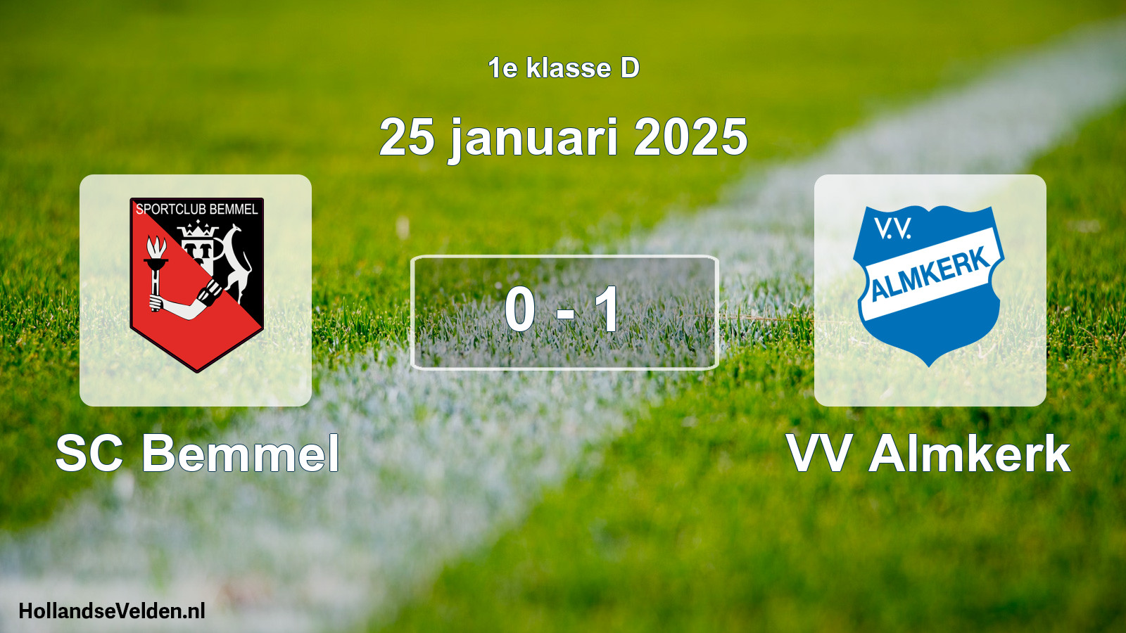 Gespeelde wedstrijd: SC Bemmel - VV Almkerk 0 - 1 (25 januari 2025)