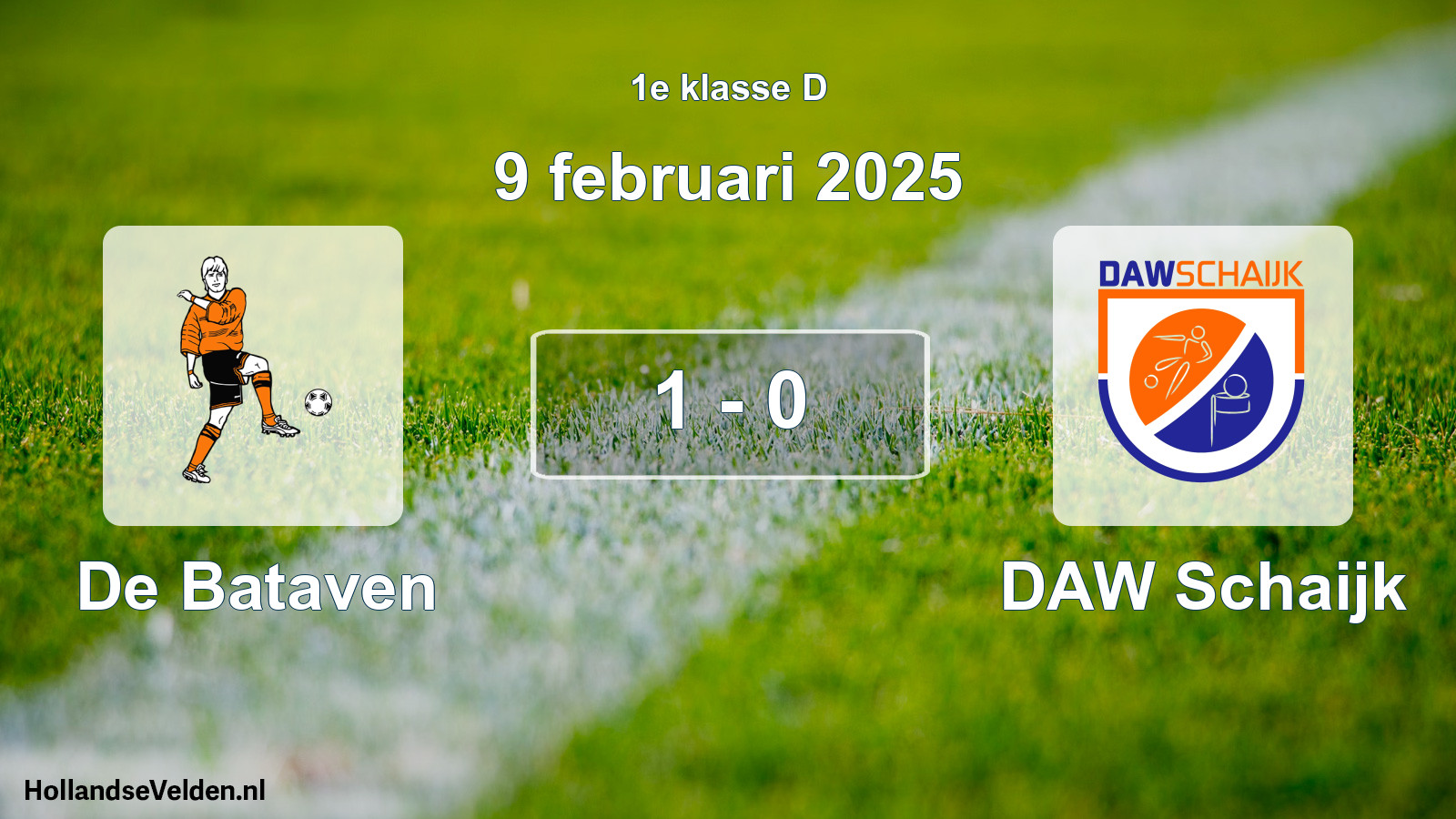 Total number of matches played: De Bataven - DAW Schaijk 1 - 0 (9 February 2025)