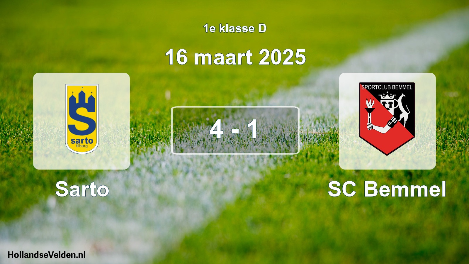 Total number of matches played: Sarto - SC Bemmel 4 - 1 (16 March 2025)